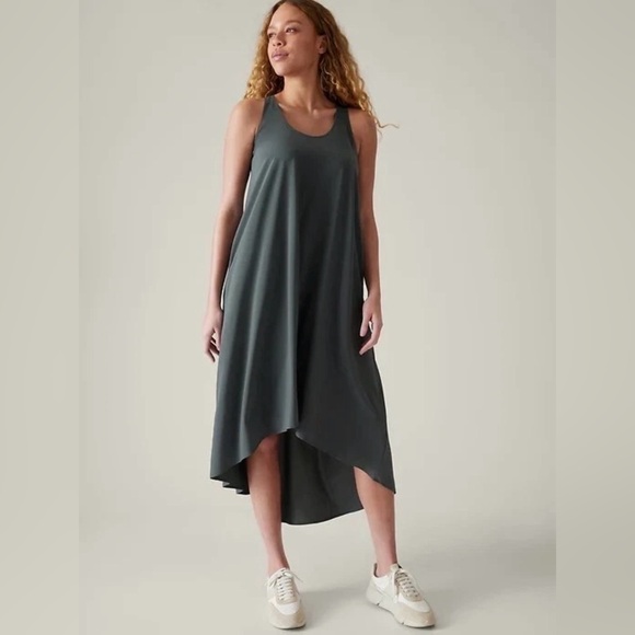 Athleta Dresses & Skirts - Athlete Presidio Traveler Maxi Dress Green Olive sleeveless pockets small S